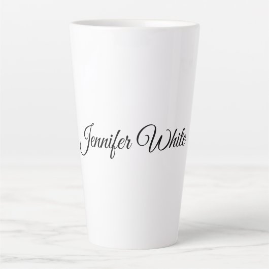 Tasse Latte Calligraphie Elegant noir & blanc Rétro (Devant)