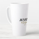 Tasse Latte Calligraphie Elegant Plain Ajouter son propre nom (Angle gauche)
