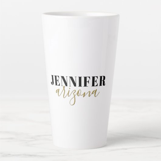 Tasse Latte Calligraphie Elegant Plain Ajouter son propre nom (Devant)