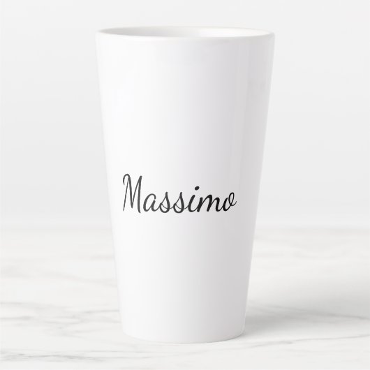 Tasse Latte Calligraphie Élégant Simple Nom Plain (Devant)