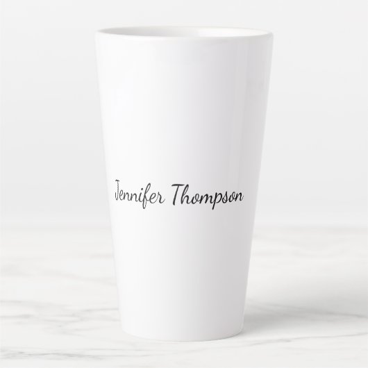 Tasse Latte Calligraphie Élégant Simple Nom Plain (Devant)