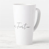 Tasse Latte Calligraphie Élégante Noir & Blanc Plaine Simple (Angle droit)