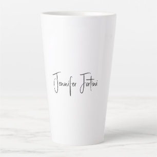 Tasse Latte Calligraphie Élégante Noir & Blanc Plaine Simple