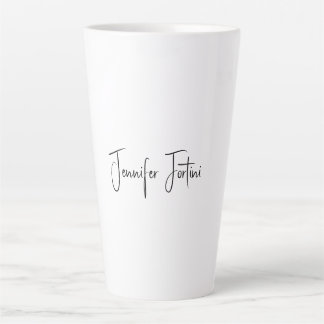 Tasse Latte Calligraphie Élégante Noir & Blanc Plaine Simple