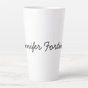 Tasse Latte Calligraphie Élégante Noir & Blanc Simple