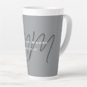 Tasse Latte Calligraphie gris-noir monogramme (Angle droit)