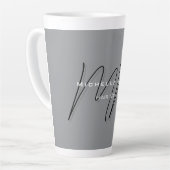 Tasse Latte Calligraphie gris-noir monogramme (Angle gauche)
