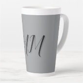 Tasse Latte Calligraphie gris-noir monogramme (Angle droit)