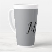 Tasse Latte Calligraphie gris-noir monogramme (Angle gauche)