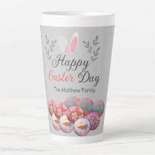 Tasse Latte Calligraphie moderne simple Joyeuse famille de Pâq