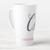 Tasse Latte Calligraphie Monogramme Nom Black Grey Cadeau pers (Angle gauche)