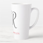 Tasse Latte Calligraphie Monogramme Nom Black Grey Cadeau pers (Droite)