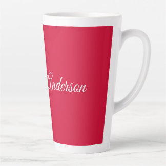 Tasse Latte Calligraphie Nom Elegant Cherry Red Personnalisé