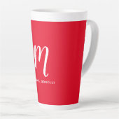 Tasse Latte Calligraphie stylisé blanc rouge monogramme votre (Angle droit)