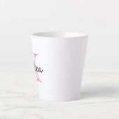 Tasse Latte Calligraphie Whimsical Monogramme rose et noir (Devant)