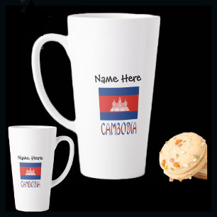 Tasse Latte Cambodia and Cambodian Flag Personalized Large Lat
