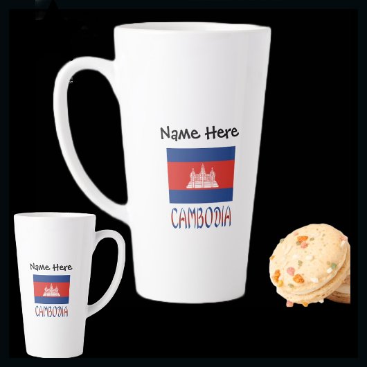 Tasse Latte Cambodia and Cambodian Flag Personalized Large Lat
