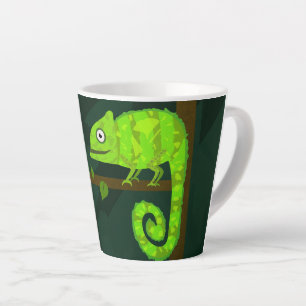 Tasse Latte Caméléon vert mignon