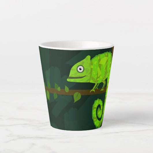 Tasse Latte Caméléon vert mignon (Devant)