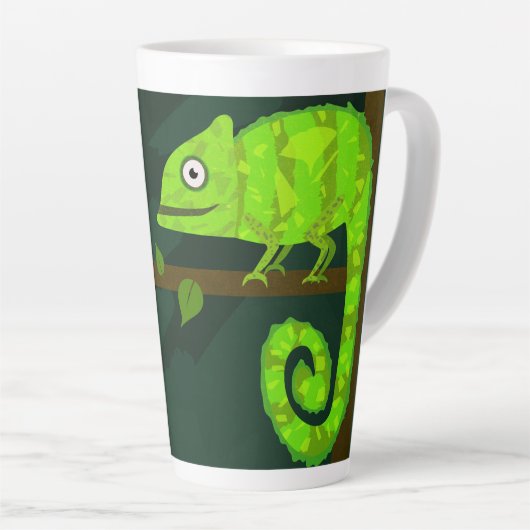 Tasse Latte Caméléon vert mignon (Angle droit)