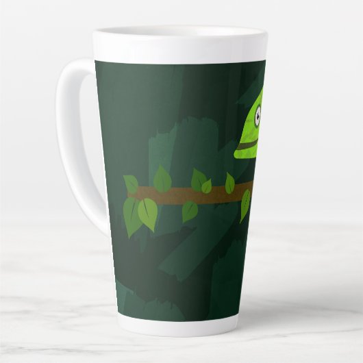 Tasse Latte Caméléon vert mignon (Angle gauche)