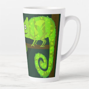 Tasse Latte Caméléon vert mignon