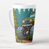 Tasse Latte Camion Monster Vert dans la forêt (Angle gauche)