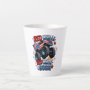 Tasse Latte Camion Monstre Red White Boom