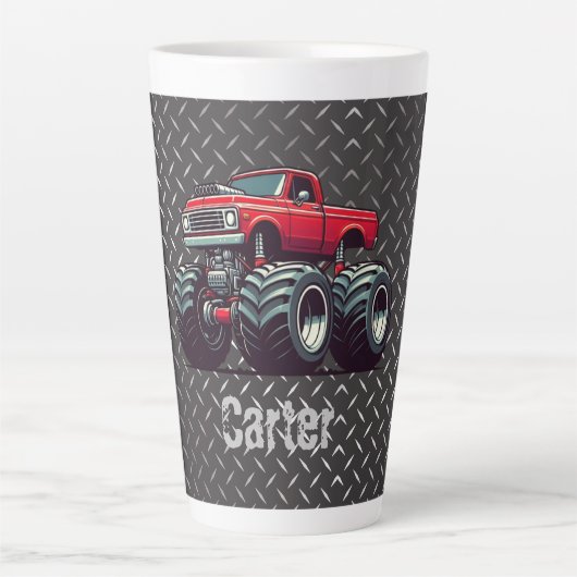 Tasse Latte Camion monstre rouge (Devant)