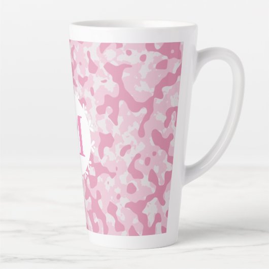 Tasse Latte Camouflage rose Monogramme initial (Droite)