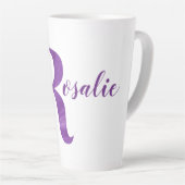 Tasse Latte Camping violet Shimmer Illustré Lettre R (Angle droit)