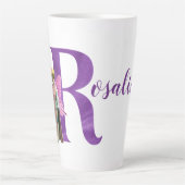 Tasse Latte Camping violet Shimmer Illustré Lettre R (Devant)