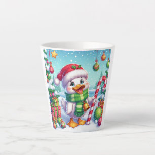 Tasse Latte Canard de Noël coloré mignon