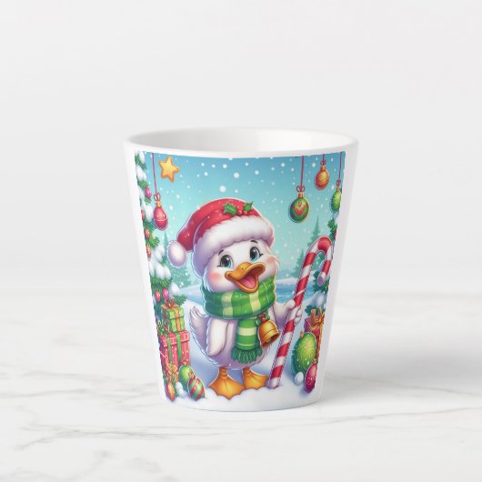 Tasse Latte Canard de Noël coloré mignon (Devant)
