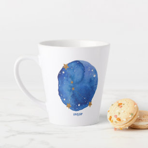 Tasse Latte Cancer Aquarelle Nuit Ciel Constellation Zodiac