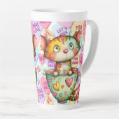 Tasse Latte Candy Cat Saint-Valentin (Angle droit)
