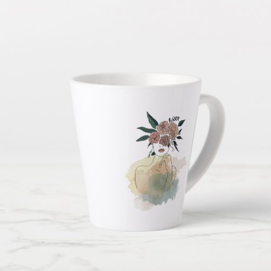 Tasse Latte Caneca para café latte linhas e flores (Angle droit)