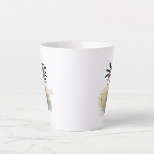 Tasse Latte Caneca para café latte linhas e flores (Devant)
