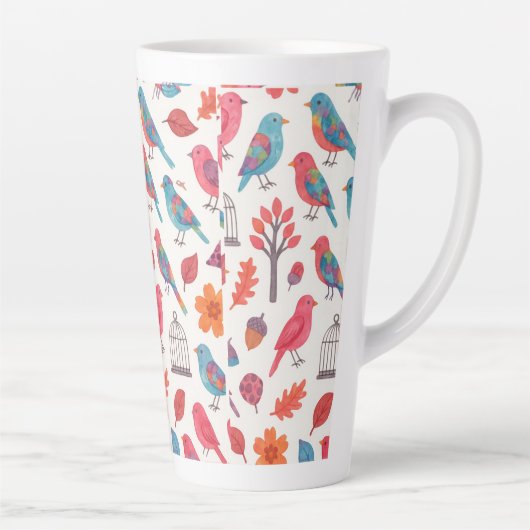 Tasse Latte Caneca Pássaros e Flores DESING (Droite)