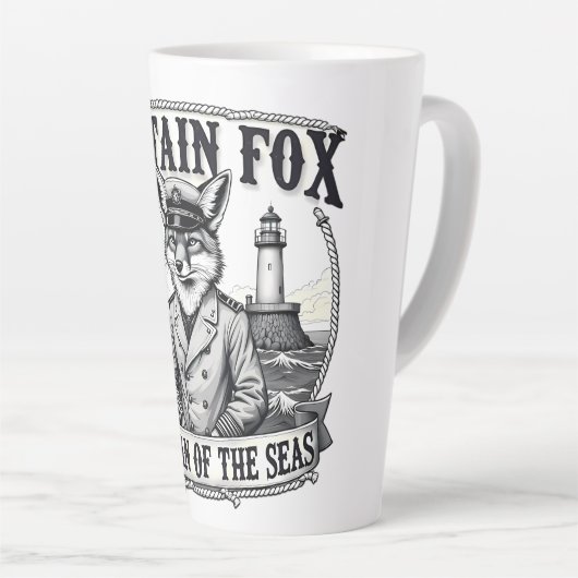 Tasse Latte Captain Fox Guardian of Seas Nautical Design (Angle droit)