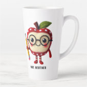 Tasse Latte Caractère de pomme rouge mignon avec un crayon Nom (Droite)