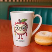 Caractère de pomme rouge mignon avec un crayon Nom