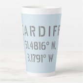 Tasse Latte Cardiff Wales Latitude & Longitude (Devant)