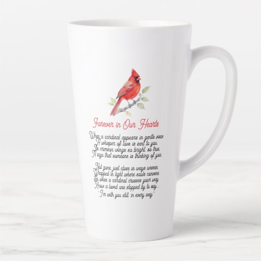 Tasse Latte Cardinal Poem Memorial Keepsake  (Droite)