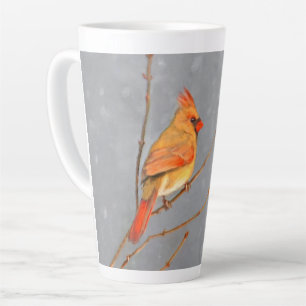 Tasse Latte Cardinal sur la peinture de branche - Art original