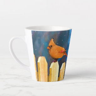 Tasse Latte Cardinals on the Fence Painting - Art original