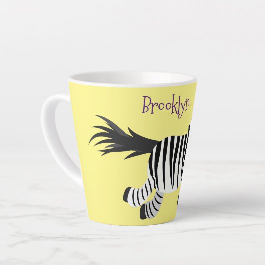 Tasse Latte Caricature amusante de zèbre (Angle gauche)