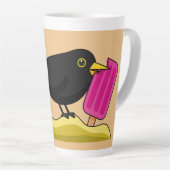 Tasse Latte Caricature Blackbird Manger Une Crème De Glace (Angle droit)