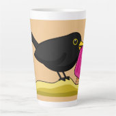 Tasse Latte Caricature Blackbird Manger Une Crème De Glace (Devant)