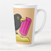 Tasse Latte Caricature Blackbird Manger Une Crème De Glace (Droite)